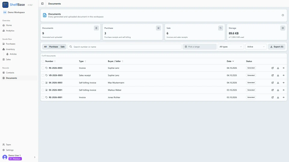 ShelfBase - Invoices without a Word template